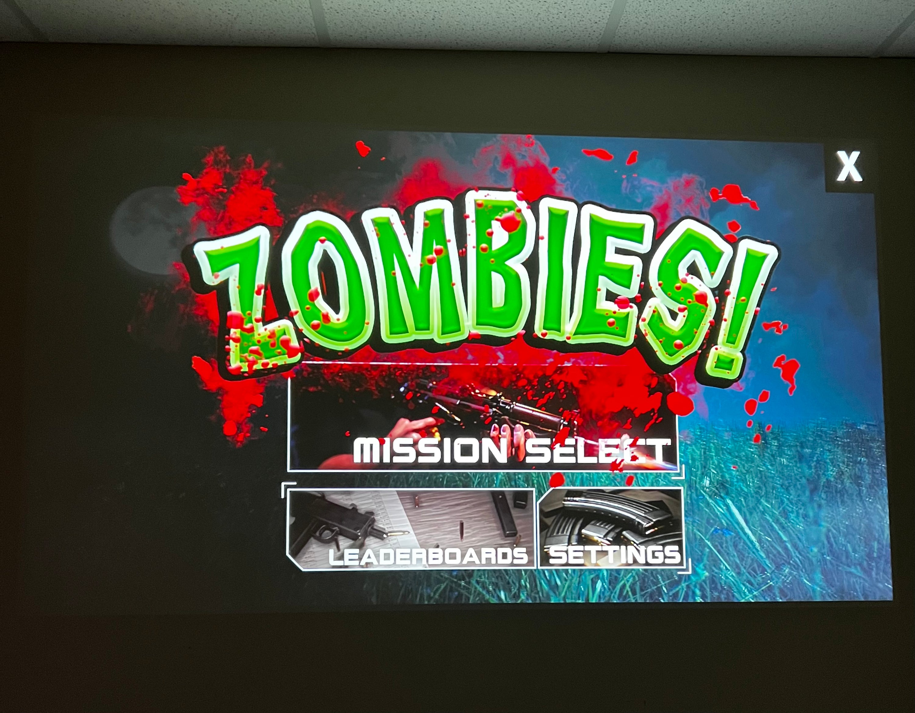 zombie home screen of laser shot shooting simulation game