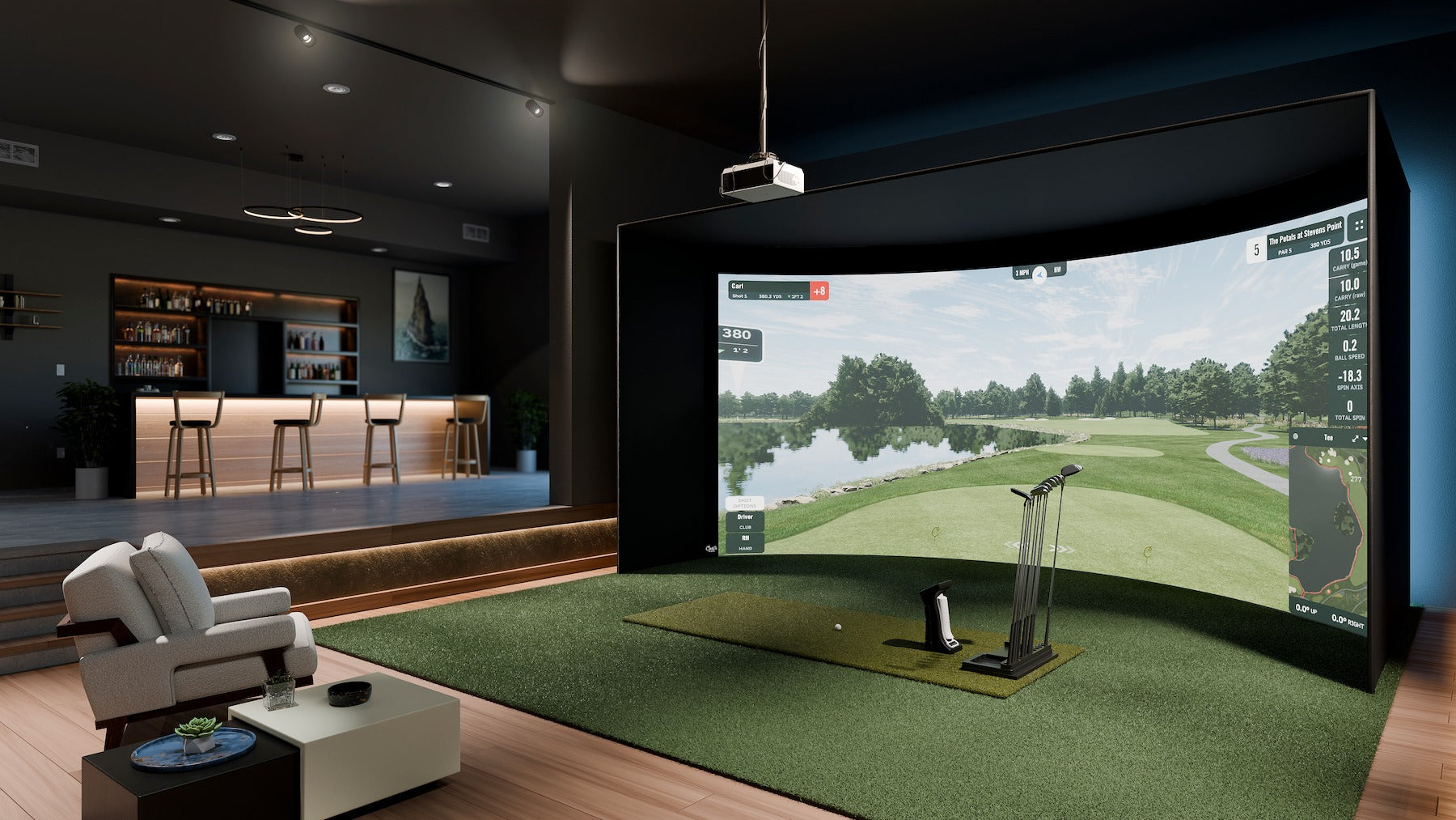 Curved Golf Simulator Enclosure Kit with Impact Screen