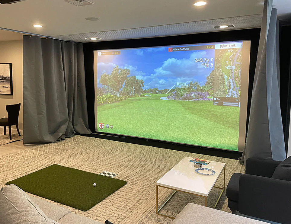 Gray curtain around simulator