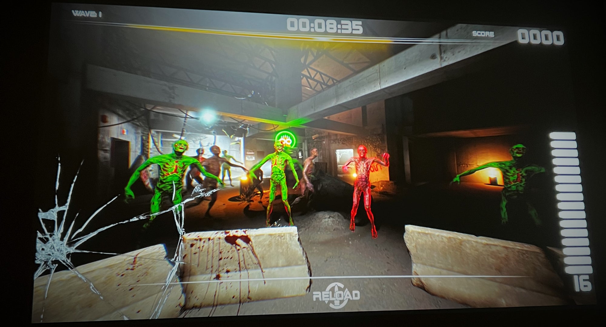 screenshot of zombie game play - laser shot shooter simulation game