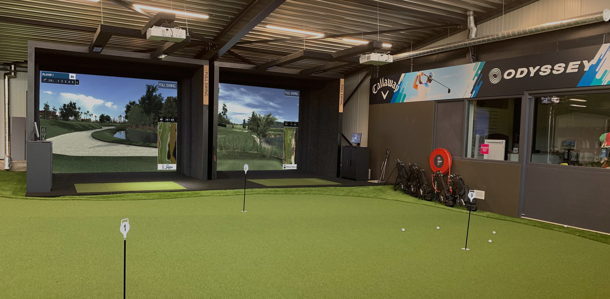 Golf Simulator in a indoor golf training area