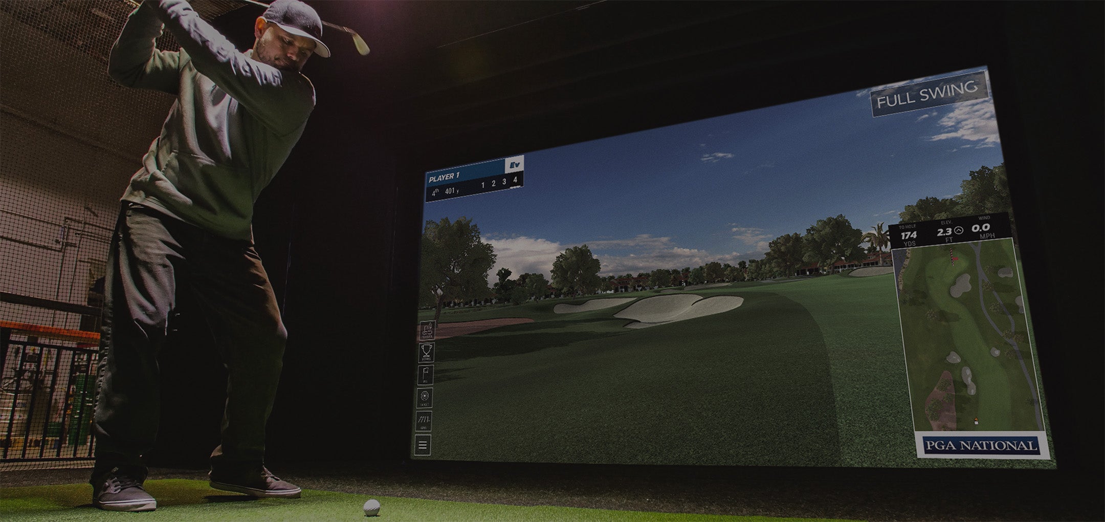 Golfer using simulator